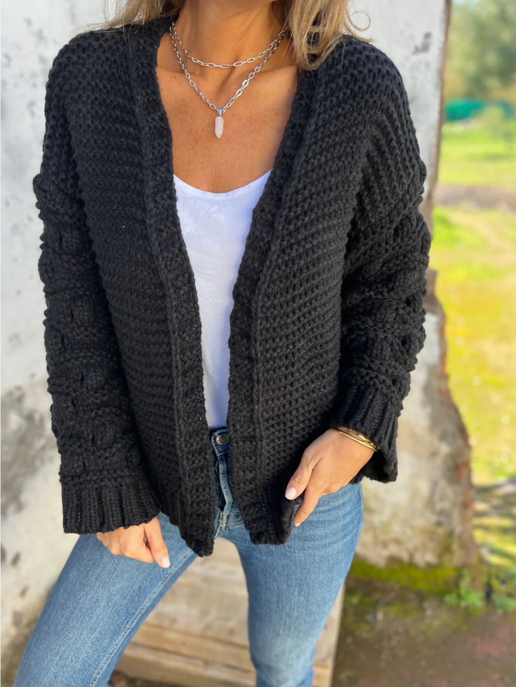 Winter Fashion Solid Color Cardigan Women
