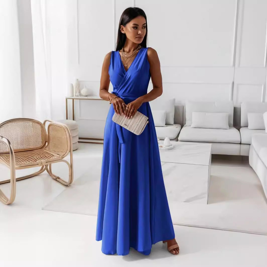 Robe Maxi Élégante Ceinture V