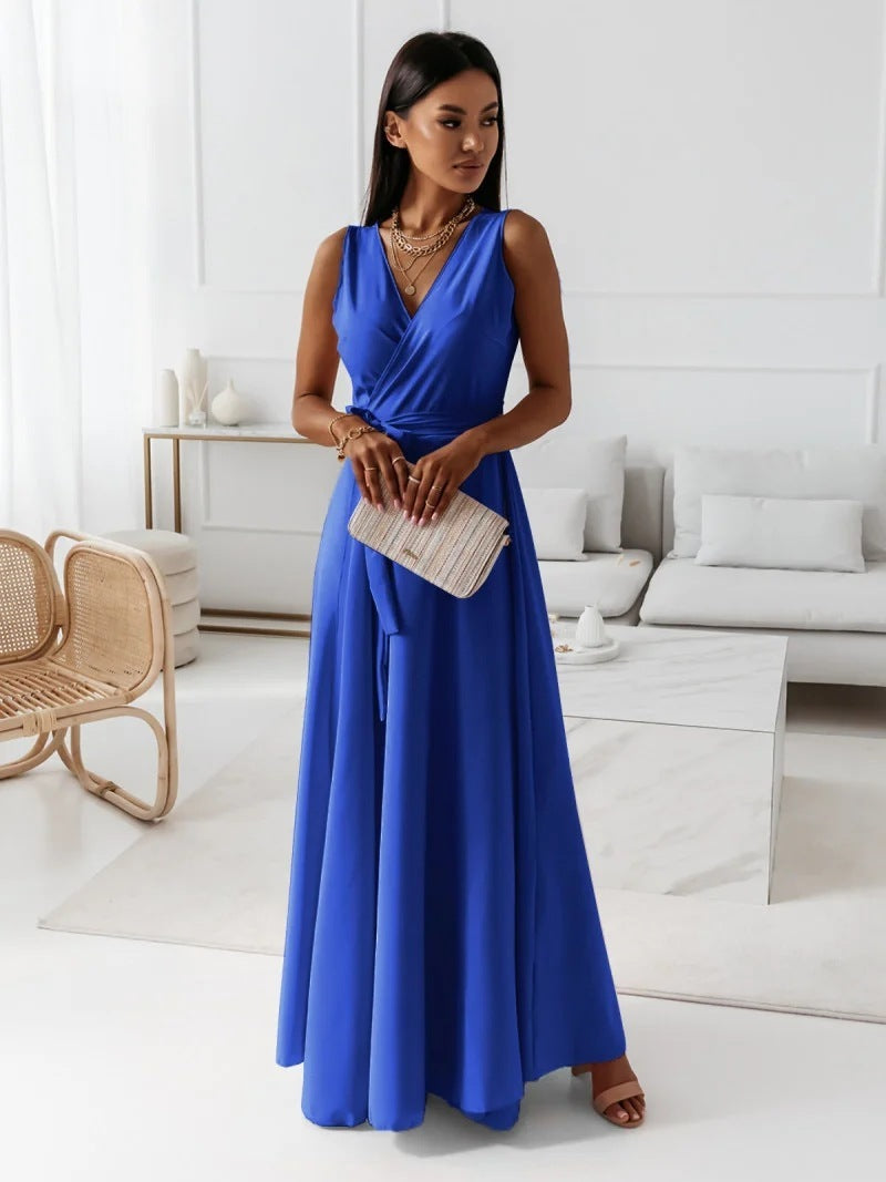 Robe Maxi Élégante Ceinture V