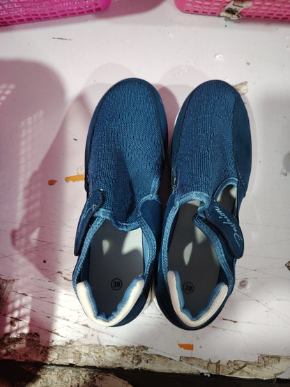 Flat Fly Knit Breathable Velcro Casual Mesh Shoes