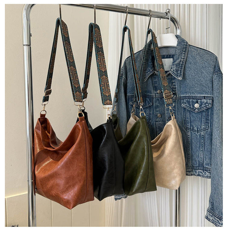 Automne et hiver Nouveau sac à bandoulière rétro de couleur unie