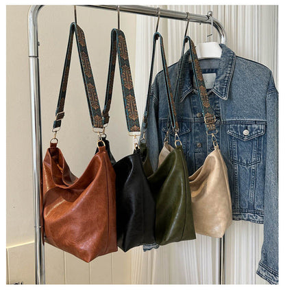 Automne et hiver Nouveau sac à bandoulière rétro de couleur unie