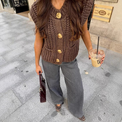 Women's Thick Needle Sleeveless Knit Vest