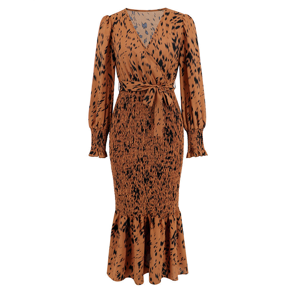 Robe Longue Ceinturée Imprimée Chic