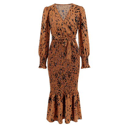 Robe Longue Ceinturée Imprimée Chic