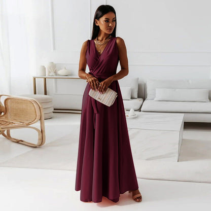Robe Maxi Élégante Ceinture V
