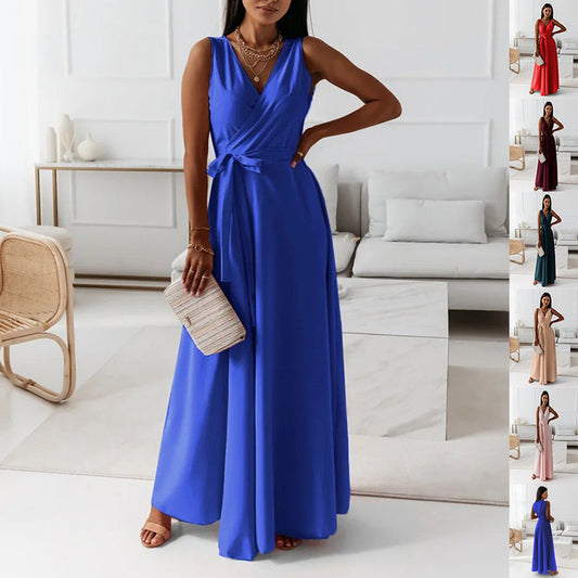 Robe Maxi Élégante Ceinture V