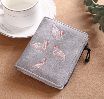 Nouveau portefeuille pour dames cygne blanc brodé à la main