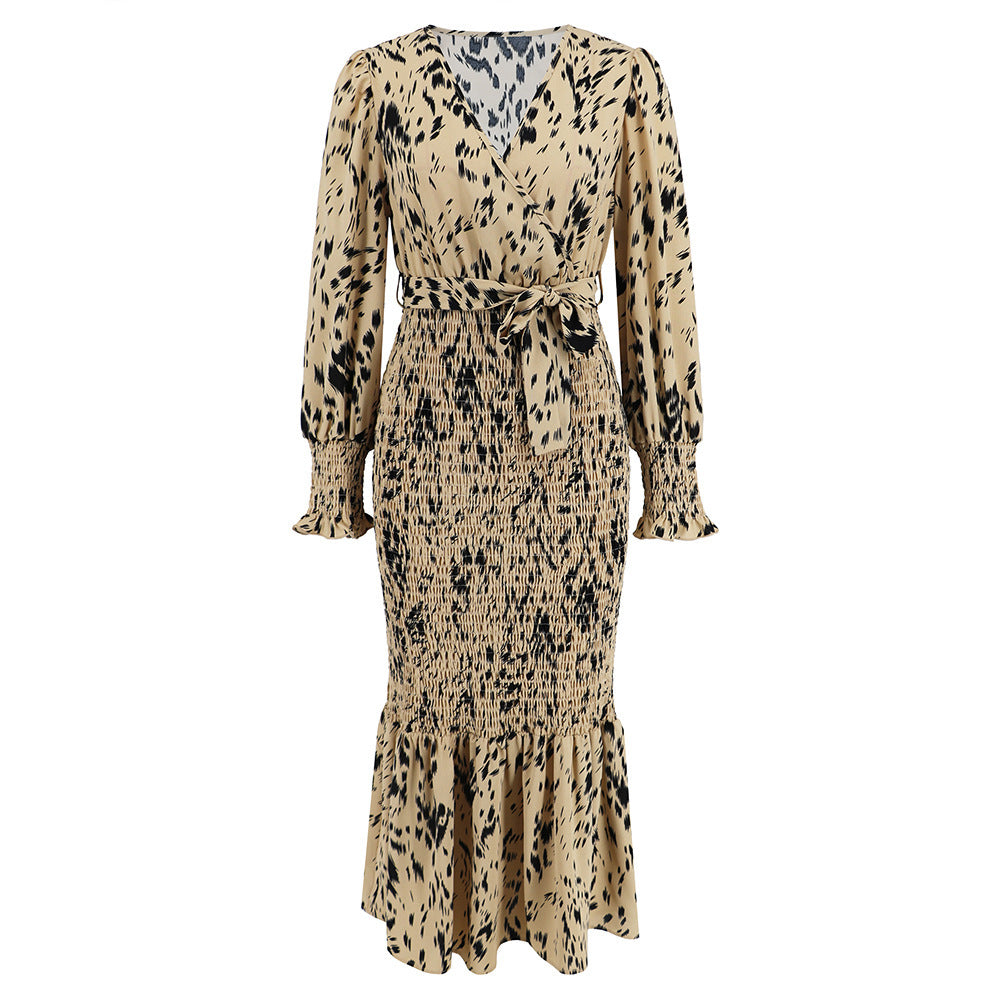 Robe Longue Ceinturée Imprimée Chic