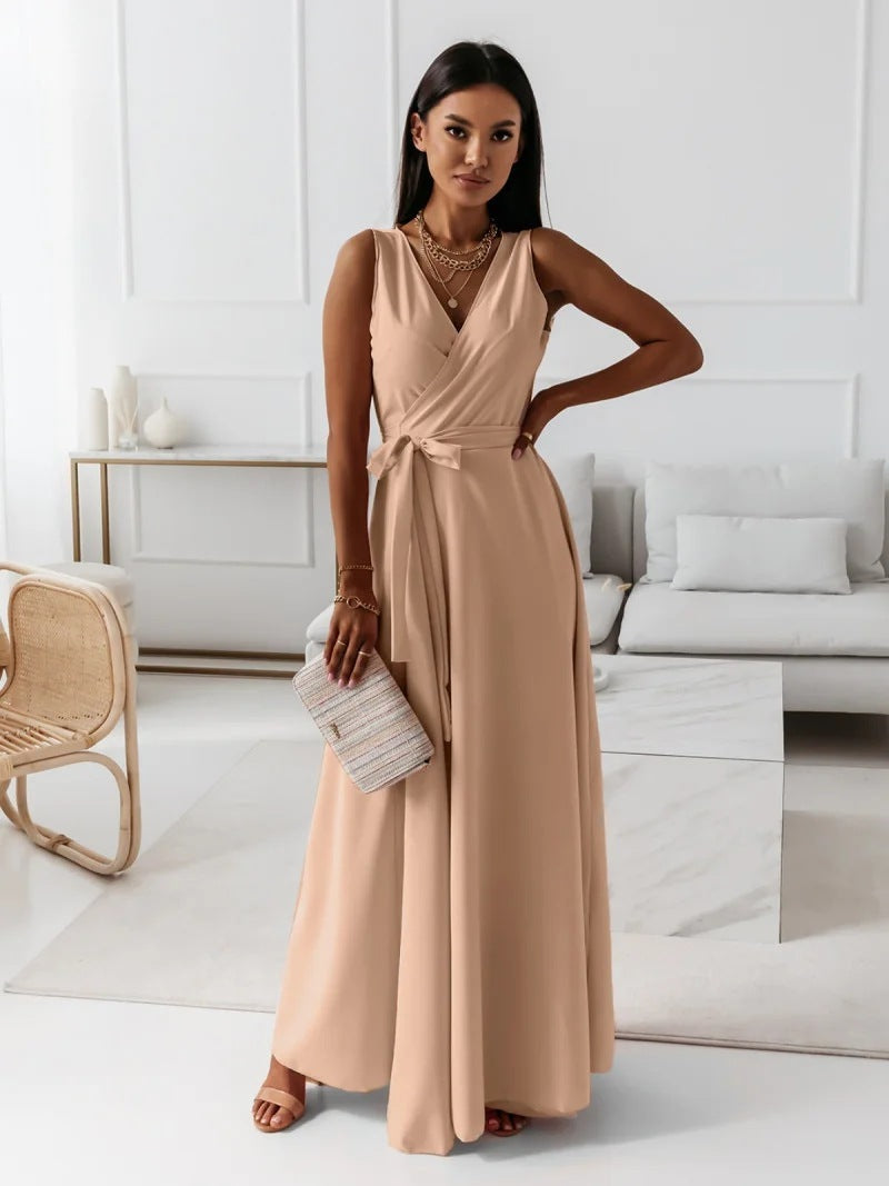 Robe Maxi Élégante Ceinture V