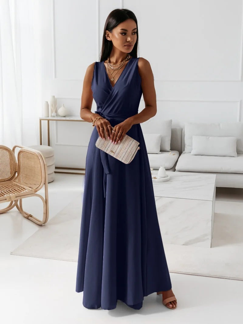 Robe Maxi Élégante Ceinture V
