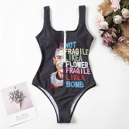 Maillot Une Pièce Zippé Imprimé