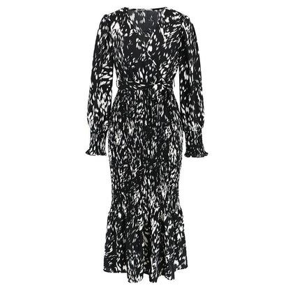 Robe Longue Ceinturée Imprimée Chic