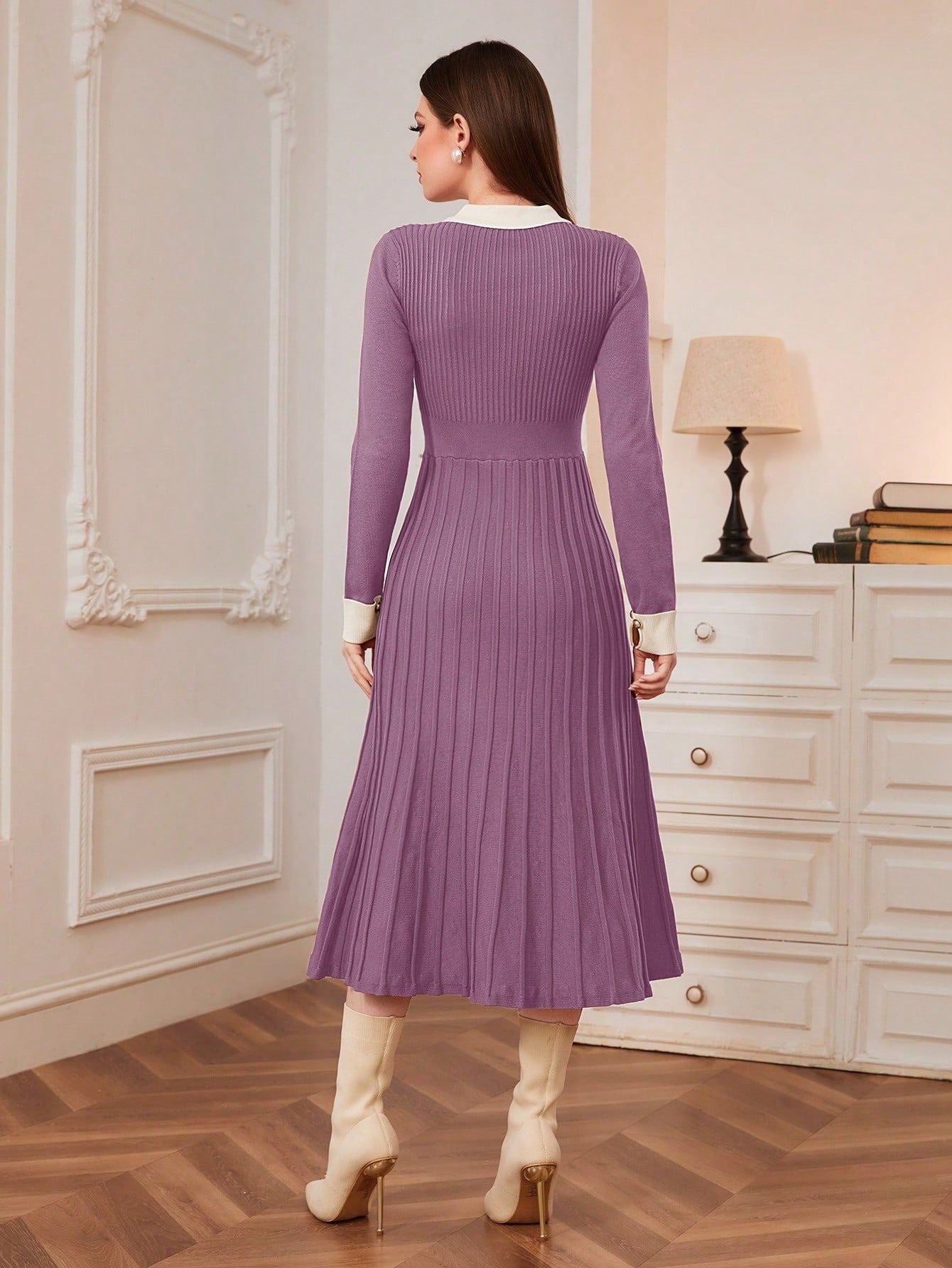 Robe Rétro Chic Française Élégante